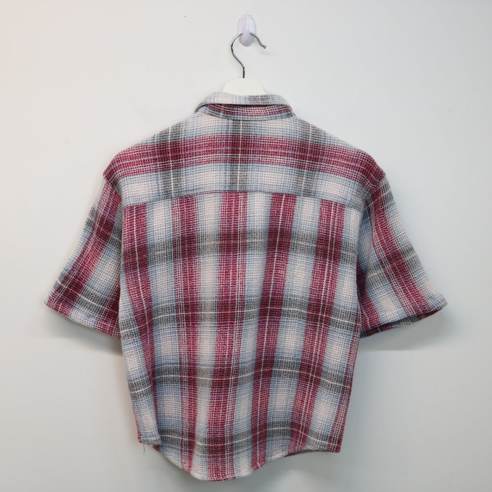 Vintage 90's Plaid Terry Cloth Short Sleeve Button Up - XS-NEWLIFE Clothing