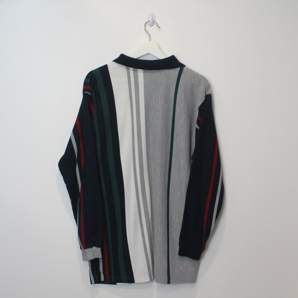 Vintage Striped Long Sleeve Polo Shirt - M-NEWLIFE Clothing