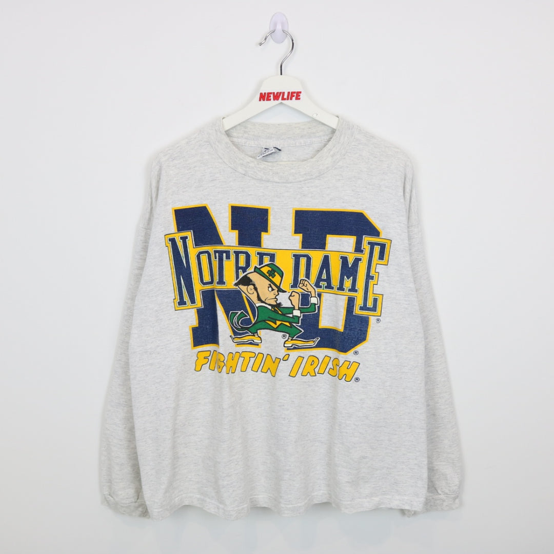 Vintage 90's Notre Dame Fightin' Irish Long Sleeve Tee - XL-NEWLIFE Clothing