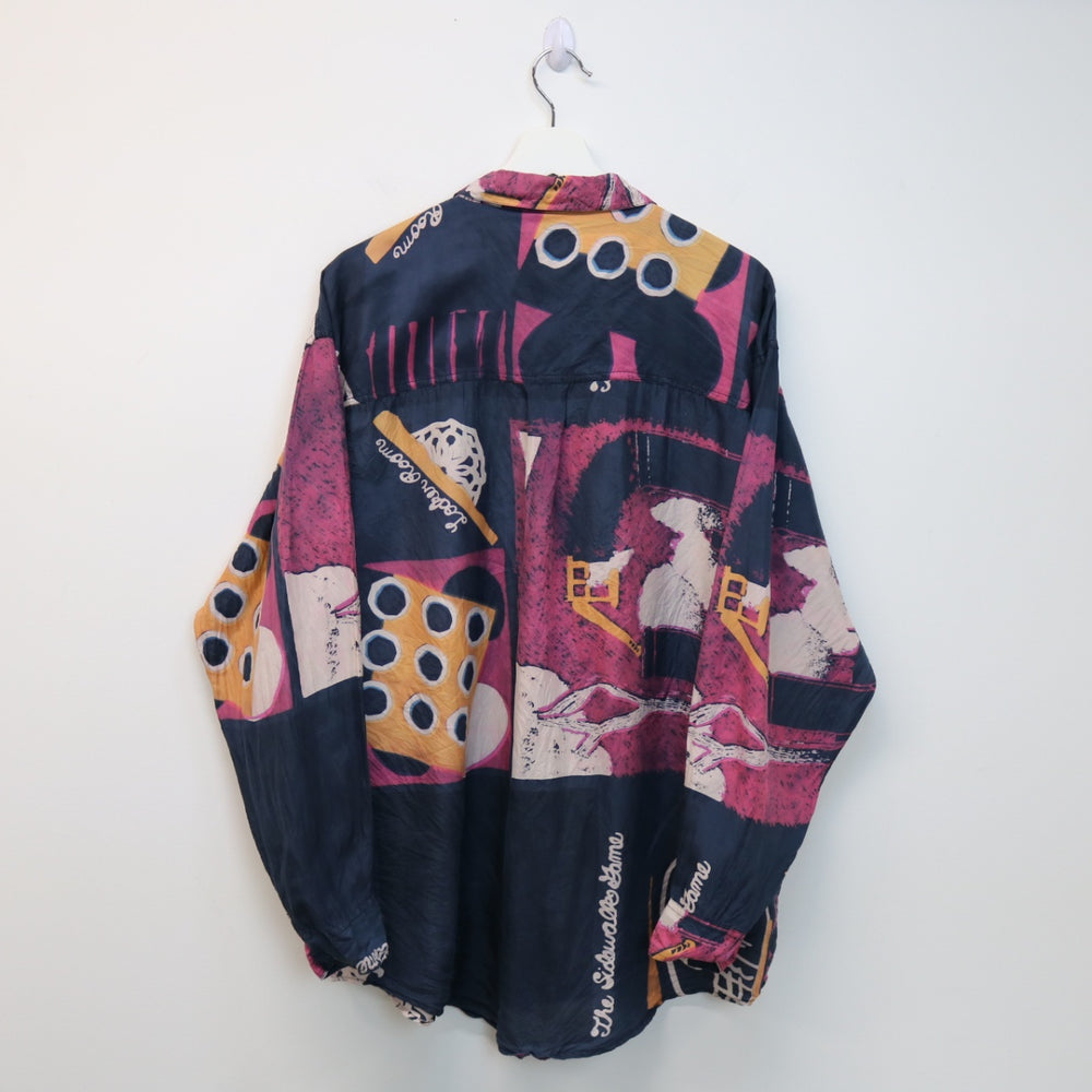 Vintage 90's Patterned Silk Button Up - M-NEWLIFE Clothing