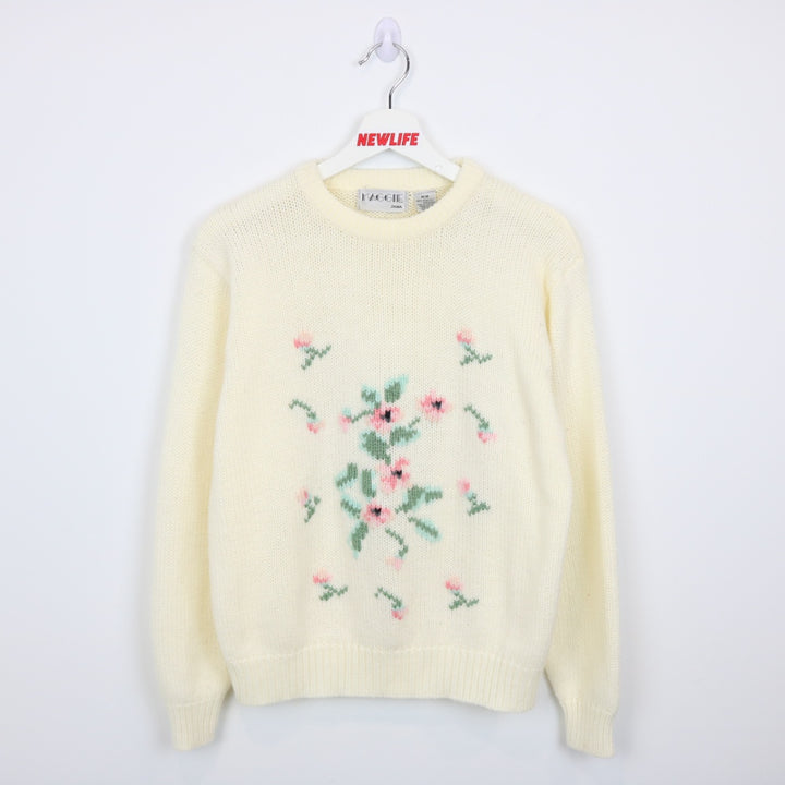 Vintage 80's Flower Nature Knit Sweater - S-NEWLIFE Clothing