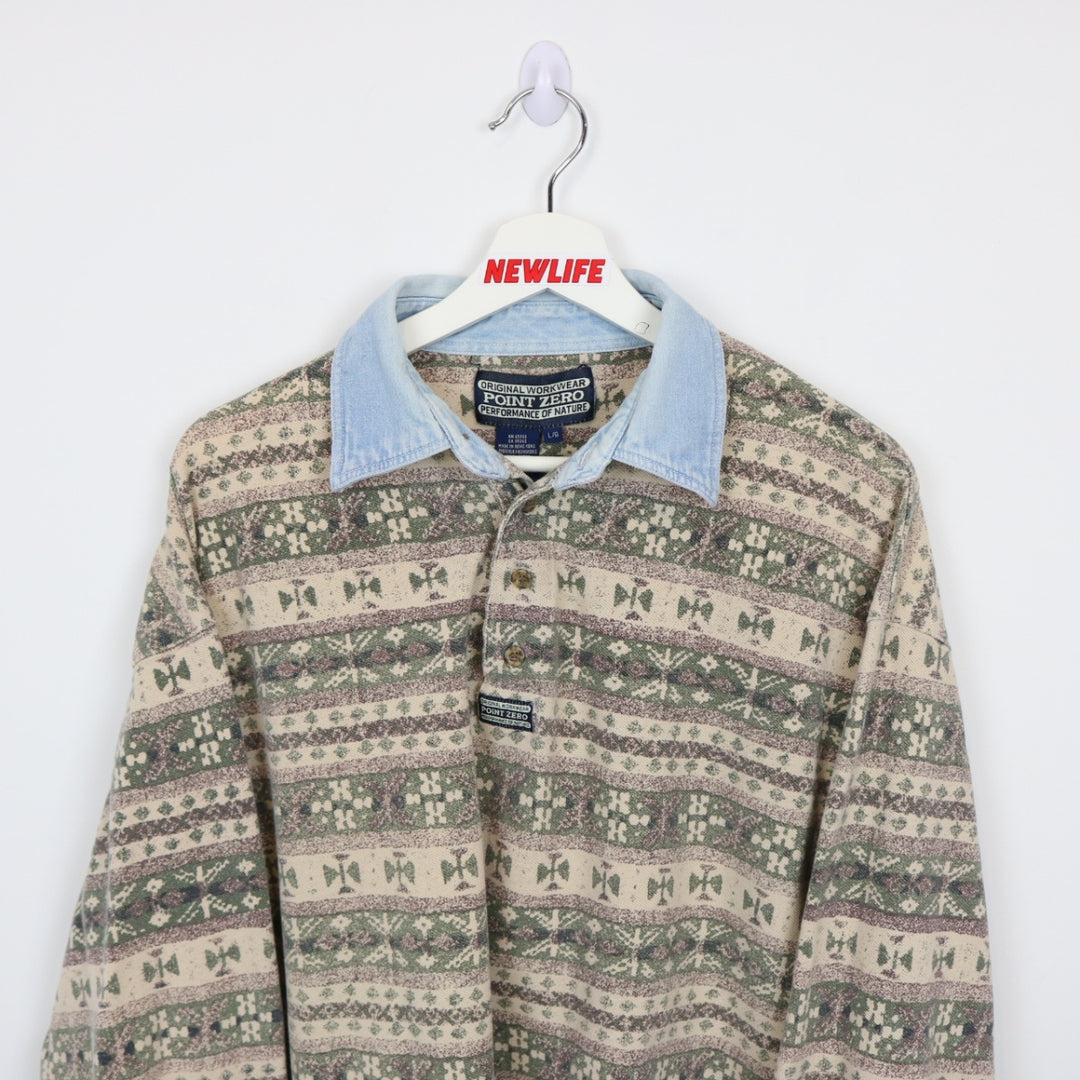 Vintage 80's Point Zero Patterned Polo Shirt - L-NEWLIFE Clothing