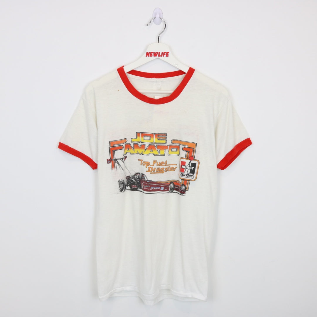 Vintage 80's Joe Amato Top Fuel Drag Racing Ringer Tee - S-NEWLIFE Clothing
