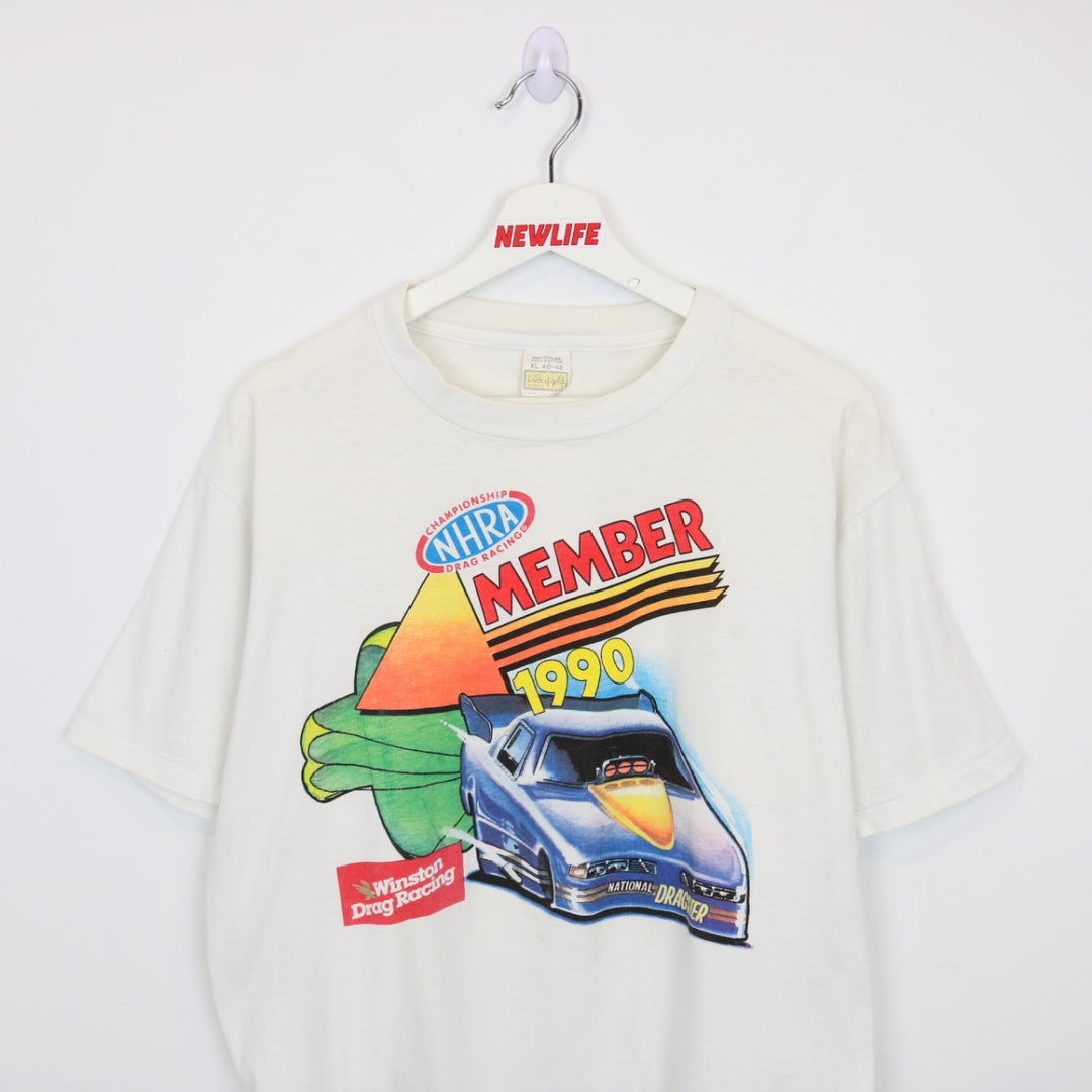 Vintage 1990 National Dragster Member Racing Tee - L-NEWLIFE Clothing