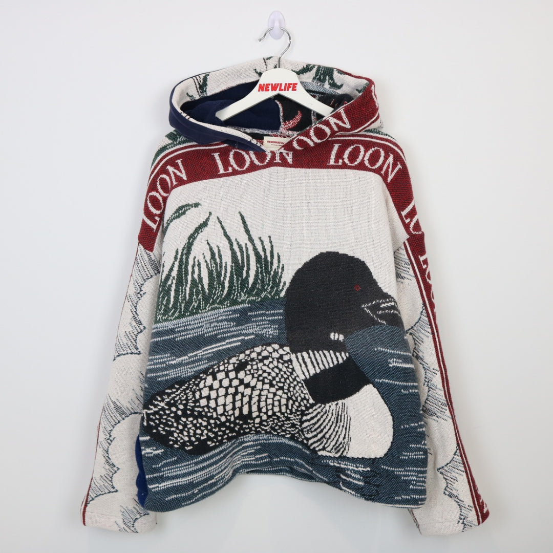 Reworked Vintage Loon Nature Tapestry Hoodie - L-NEWLIFE Clothing