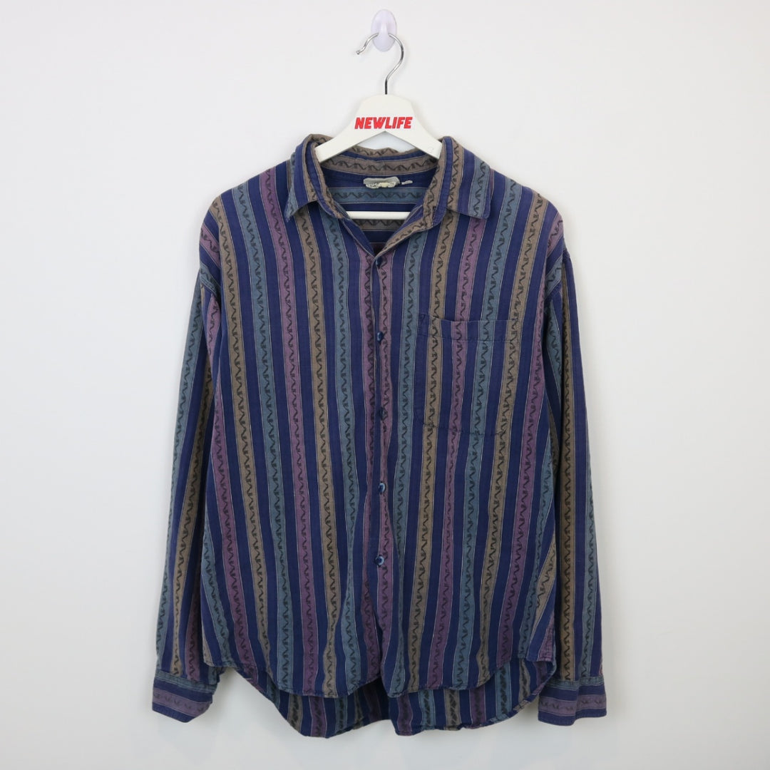 Vintage 80's Le Chateau Striped Button Up - L-NEWLIFE Clothing