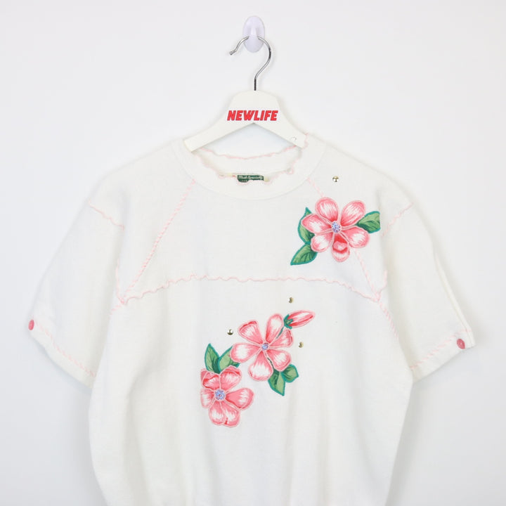 Vintage 90's Flower Short Sleeve Crewneck - M-NEWLIFE Clothing