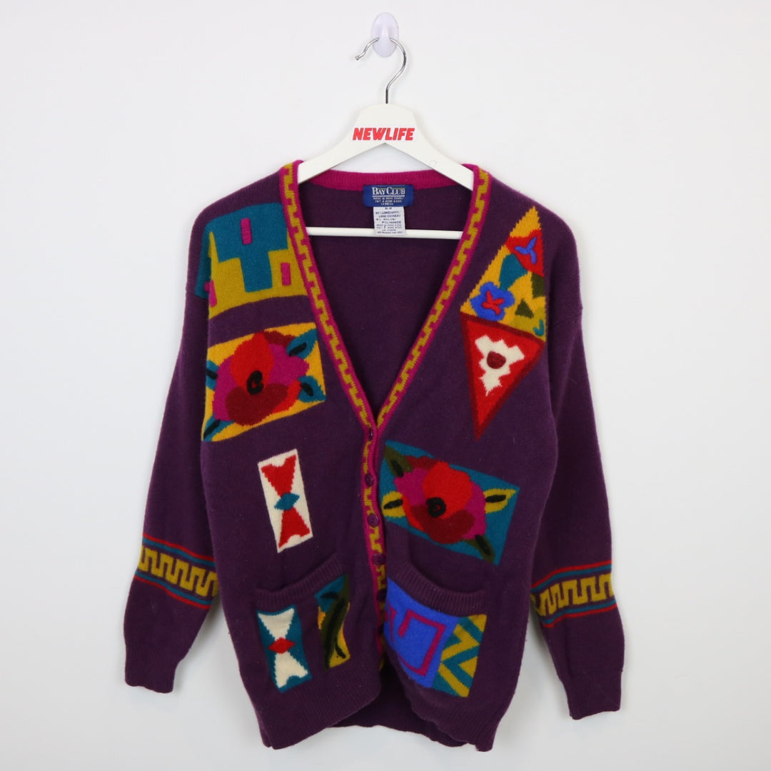 Vinatage 80's Bay Club Abstract Print Knit Cardigan - XS-NEWLIFE Clothing