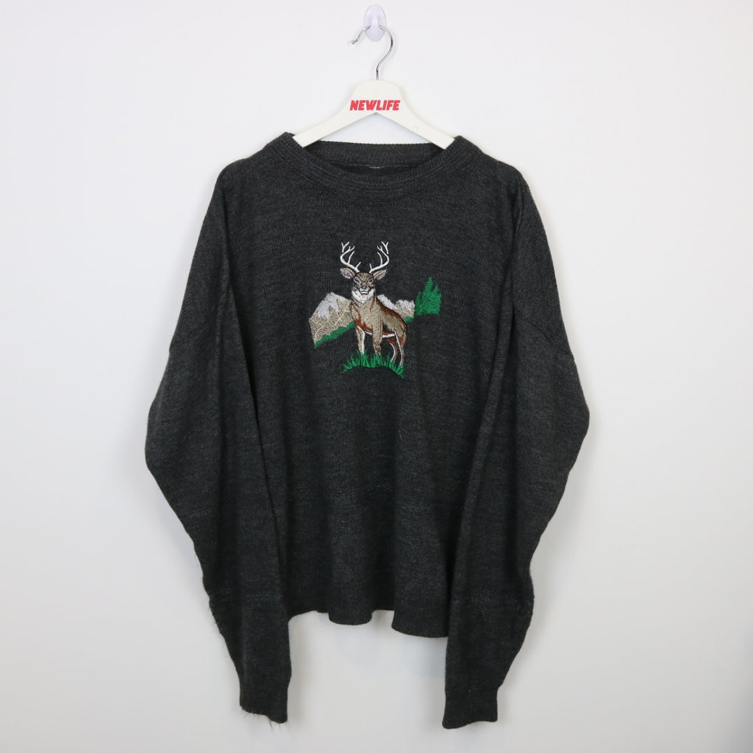 Vintage 90's Deer Nature Knit Sweater - XL-NEWLIFE Clothing