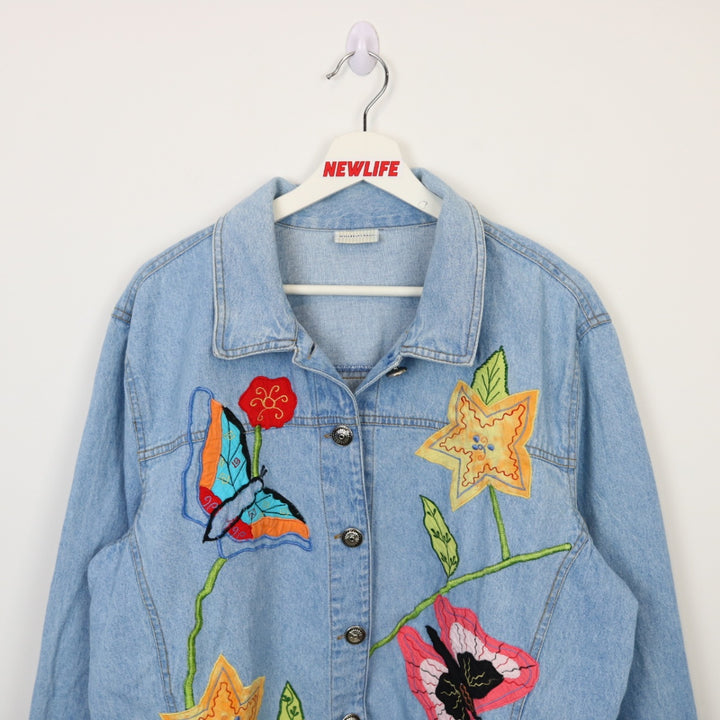 Vintage 90's Nature Embroidered Denim Jacket - L-NEWLIFE Clothing