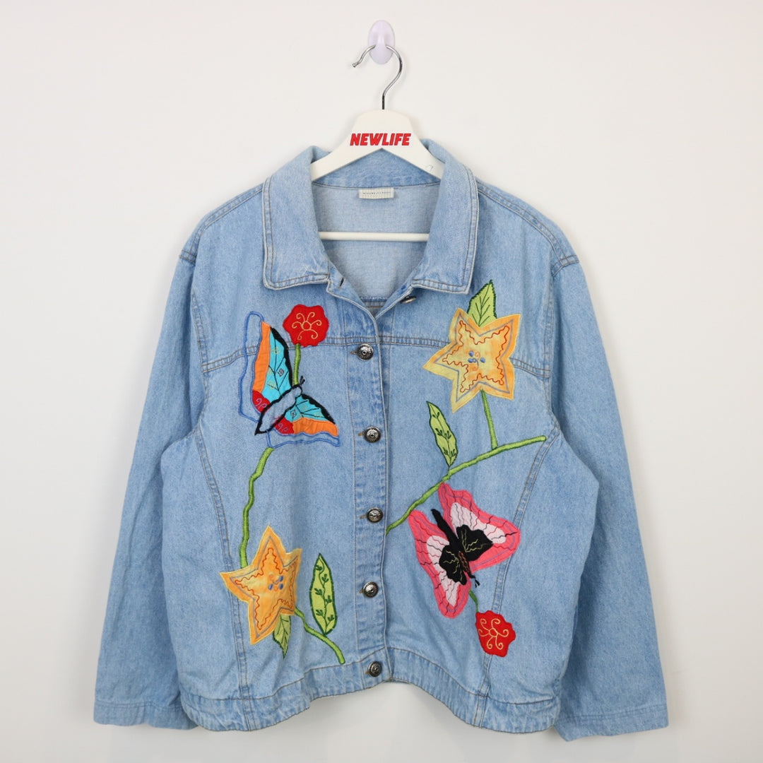 Vintage 90's Nature Embroidered Denim Jacket - L-NEWLIFE Clothing