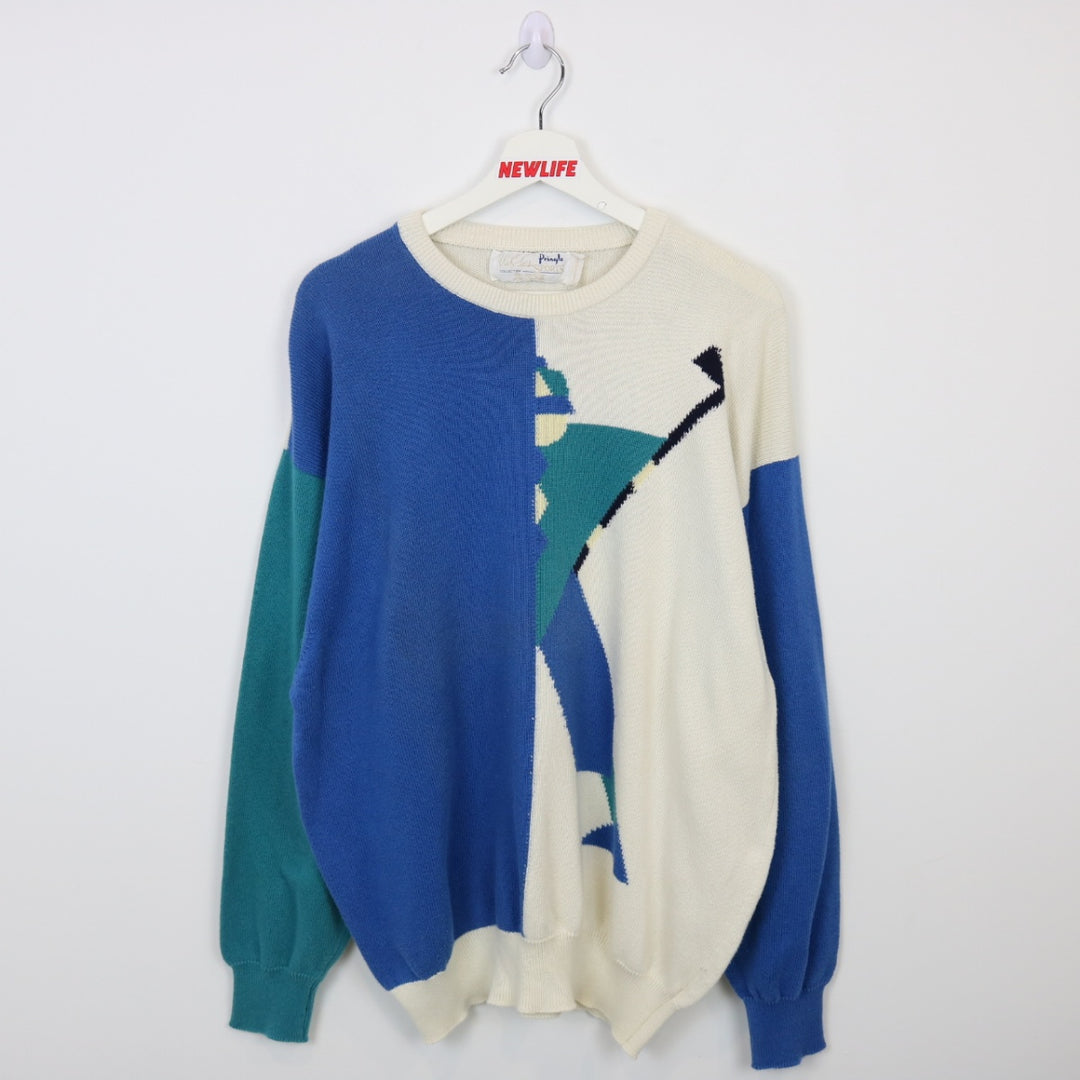 Vintage 80's Pringle Color Blocked Knit Sweater - L-NEWLIFE Clothing