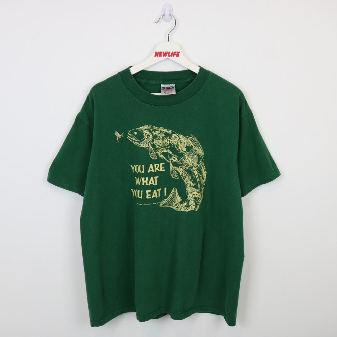 Vintage 1992 You Are What You Eat Fish Tee - L-NEWLIFE Clothing