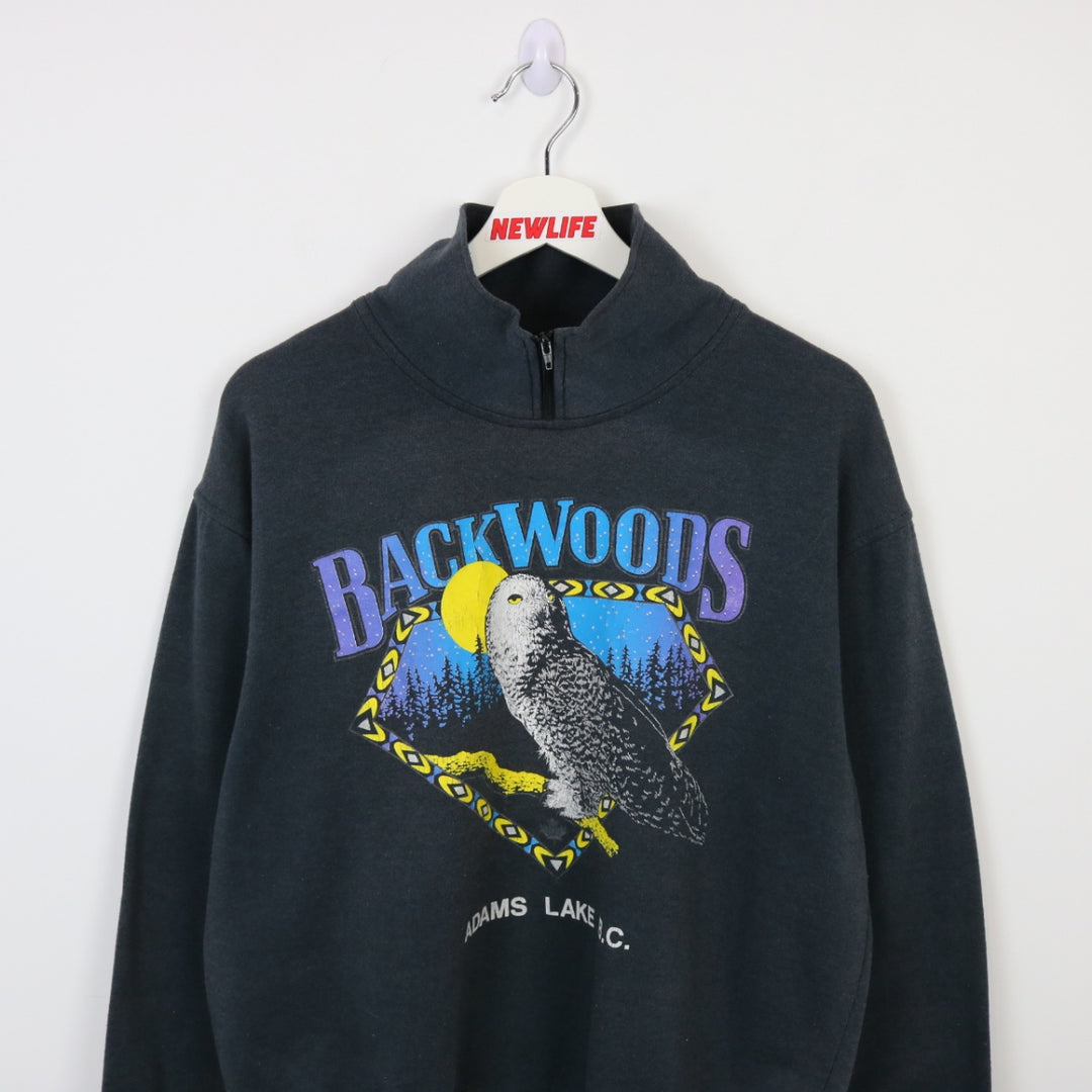 Vintage 90's BackWoods Owl Nature Quarter Zip Sweater - L-NEWLIFE Clothing