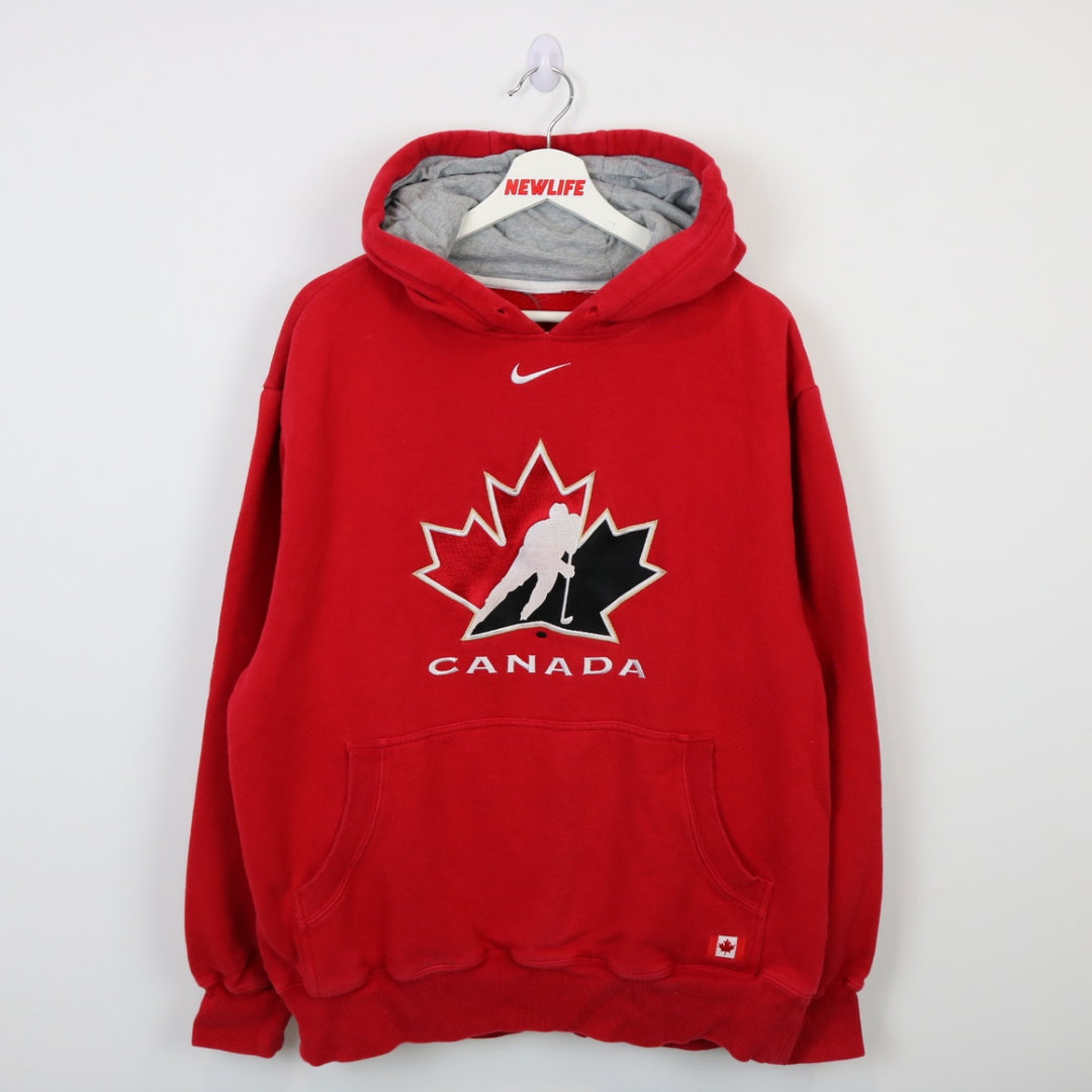 Vintage 00's Nike Team Canada Center Swoosh Hoodie - L-NEWLIFE Clothing