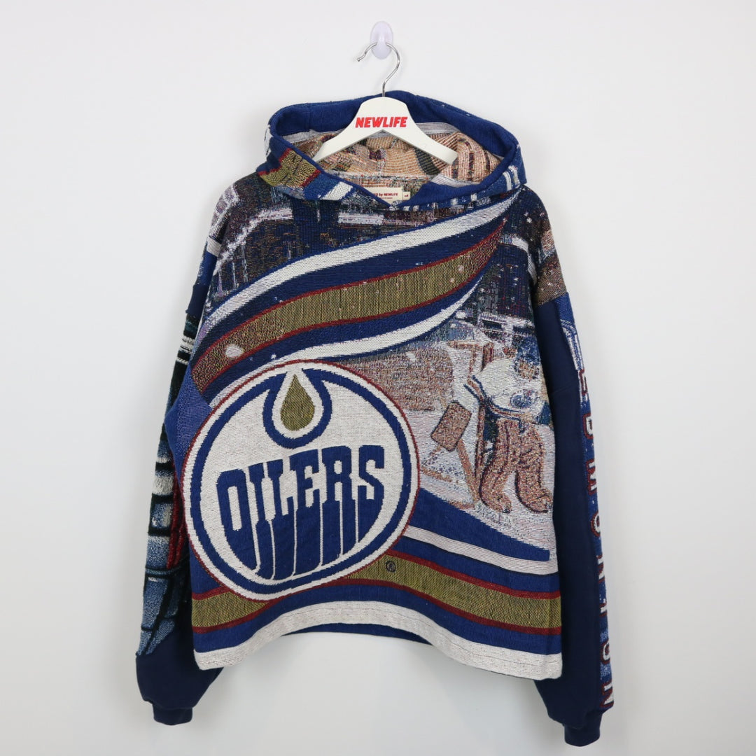 Reworked Vintage Edmonton Oilers Tapestry Hoodie - L-NEWLIFE Clothing