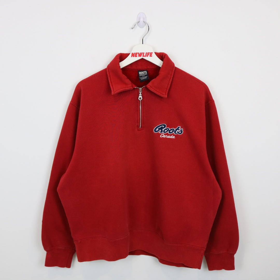 Vintage 90's Roots Quarter Zip Sweater - L-NEWLIFE Clothing