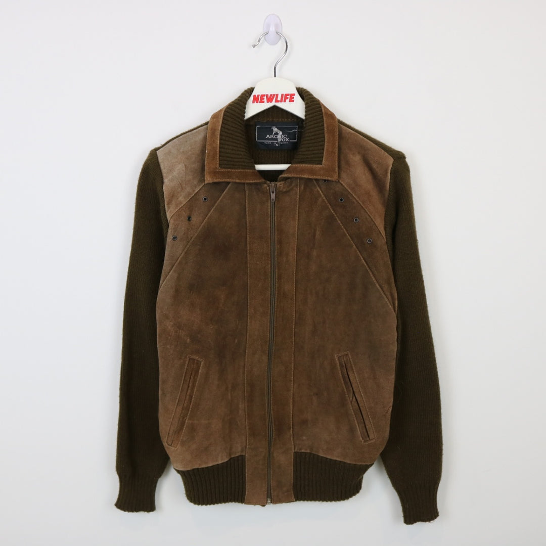 Vintage 70's Arctic Fox Suede Leather Knit Jacket - S-NEWLIFE Clothing