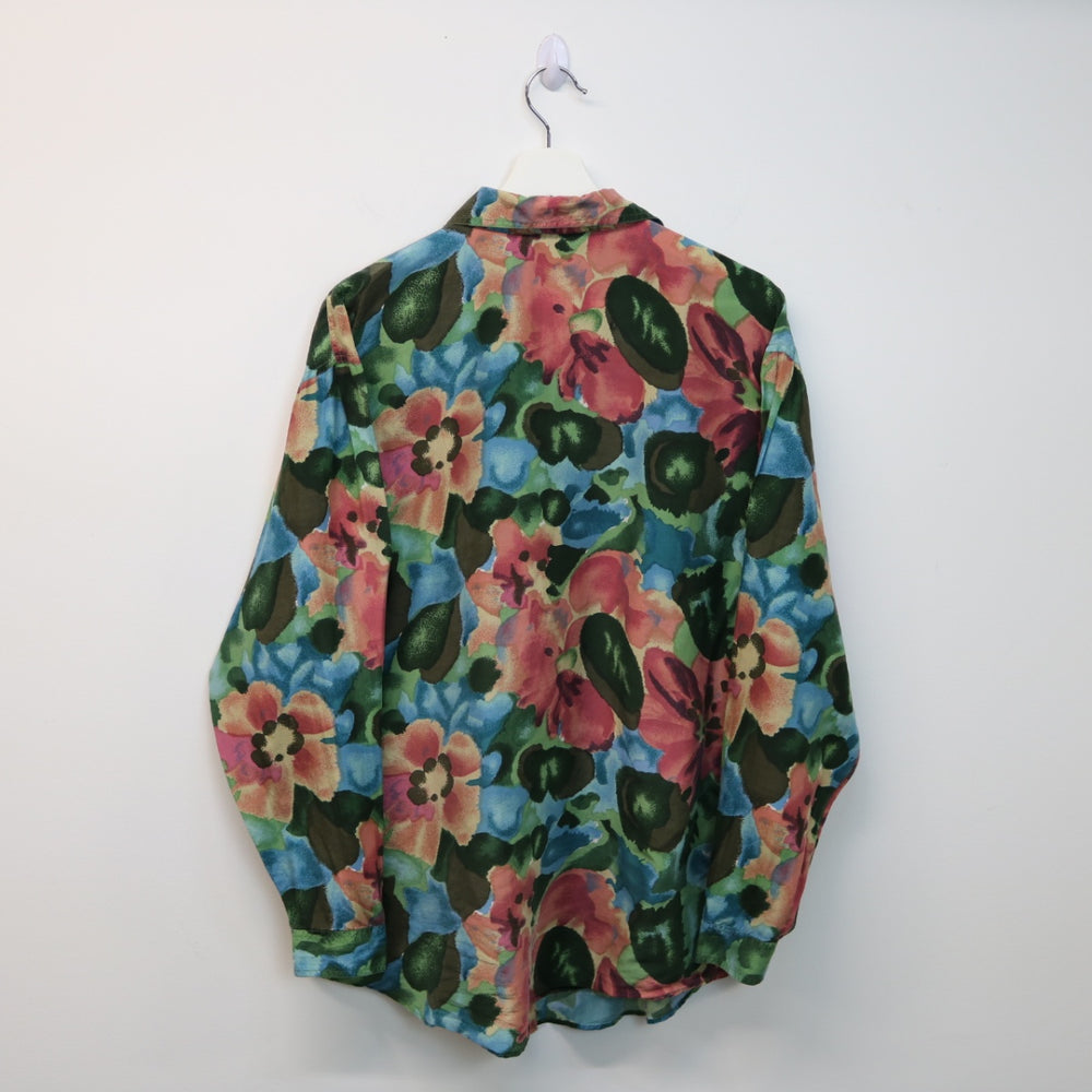 Vintage Floral Water Color Silk Button Up - M-NEWLIFE Clothing