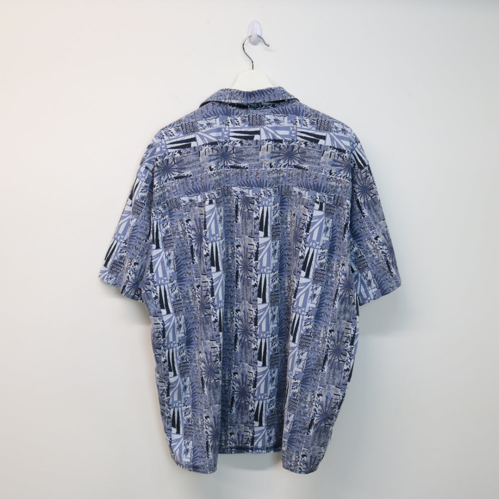 Vintage Abstract Patterned Short Sleeve Button Up - XL-NEWLIFE Clothing