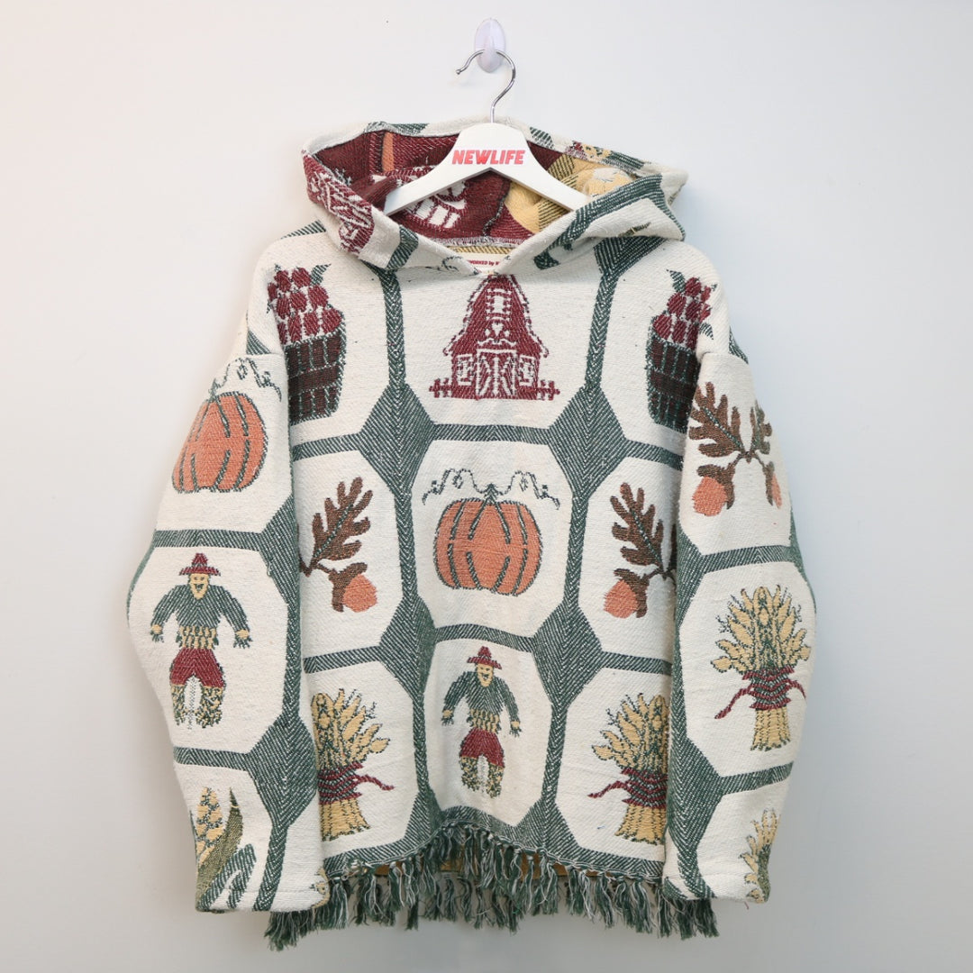 Reworked Vintage Pumpkin Fall Nature Tapestry Hoodie - S-NEWLIFE Clothing