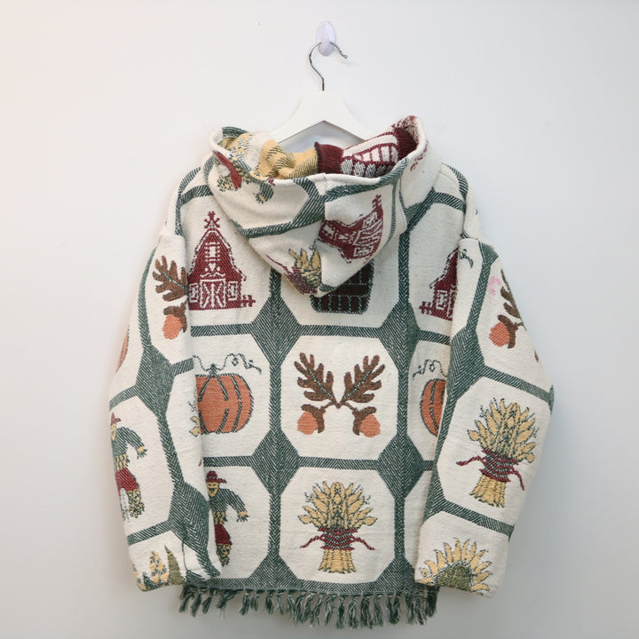 Reworked Vintage Pumpkin Fall Nature Tapestry Hoodie - S-NEWLIFE Clothing
