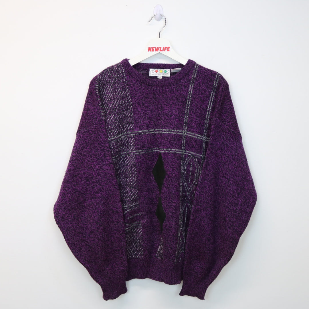 Vintage 90's Diamond Patterned Knit Sweater - M/L-NEWLIFE Clothing
