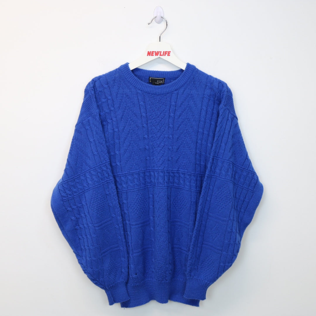 Vintage 80's Fox Cable Knit Sweater - S-NEWLIFE Clothing