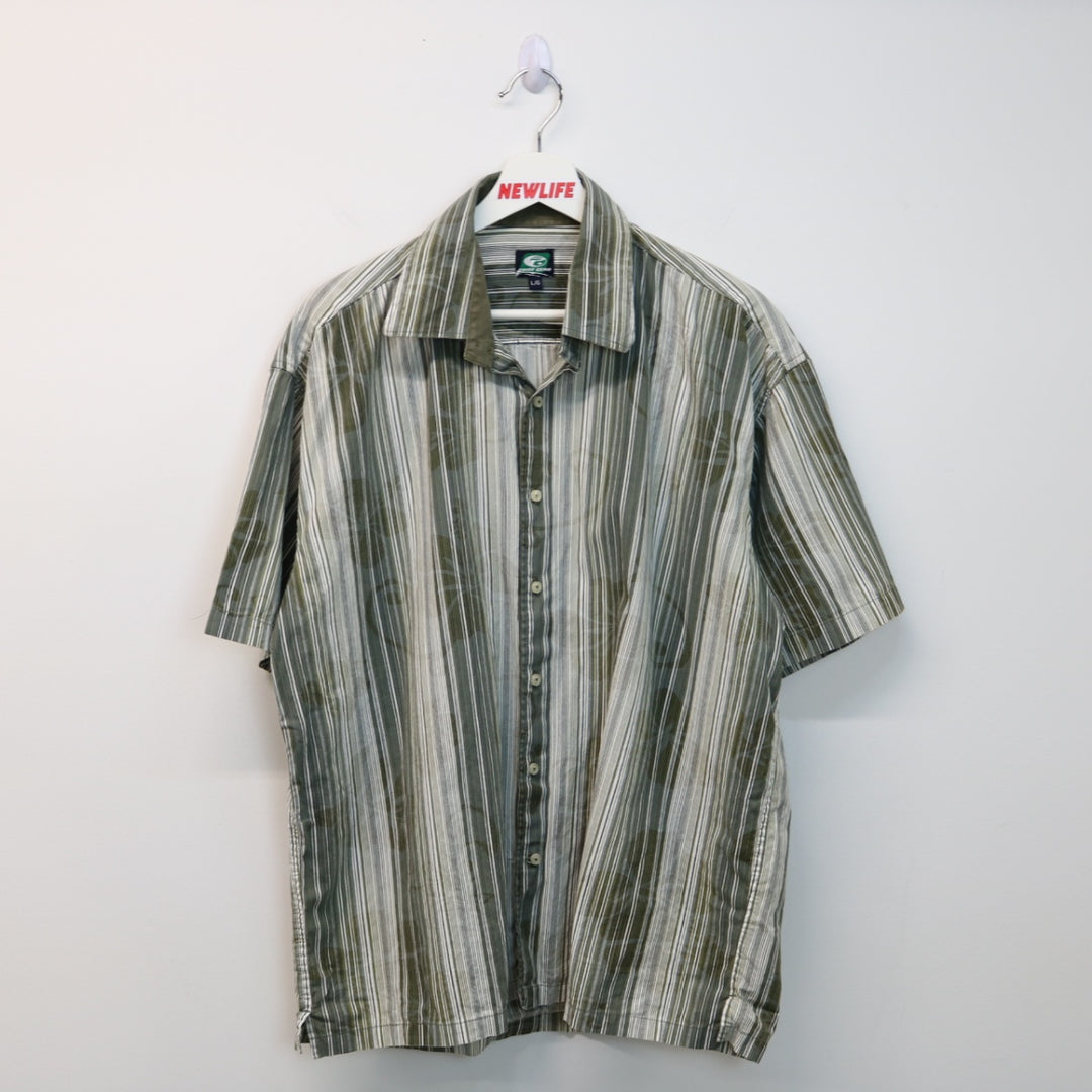 Vintage Point Zero Striped Short Sleeve Button Up - L-NEWLIFE Clothing