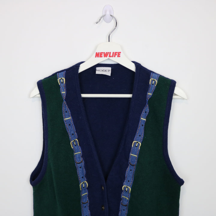 Vintage 90's Denim Belt Knit Sweater Vest - S-NEWLIFE Clothing