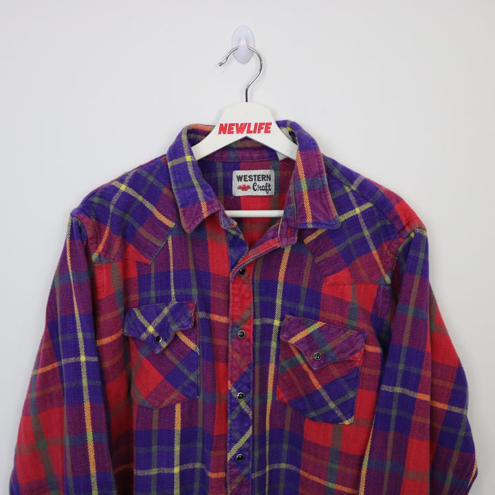 Vintage 90's Western Craft Plaid Flannel Button Up - XL-NEWLIFE Clothing