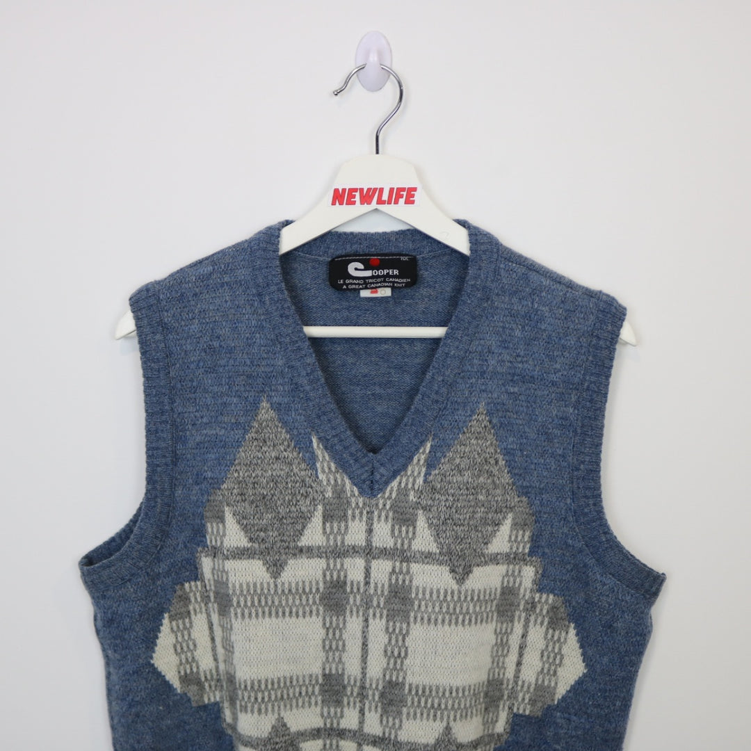 Vintage 80's Cooper Patterned Knit Sweater Vest - M-NEWLIFE Clothing