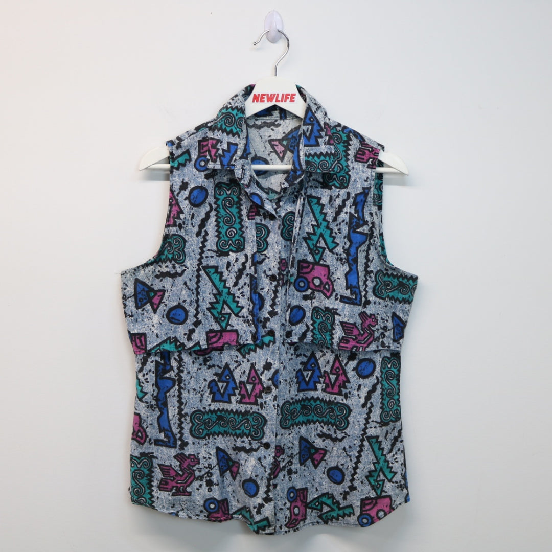 Vintage 90's Abstract Patterned Button Up Vest - S-NEWLIFE Clothing