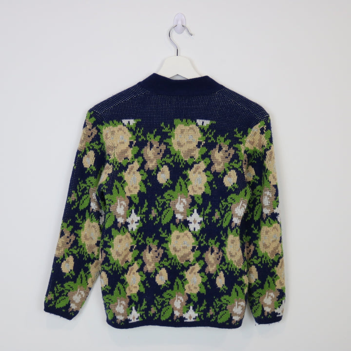 Vintage Camela Flower Patterned Knit Cardigan - XS-NEWLIFE Clothing