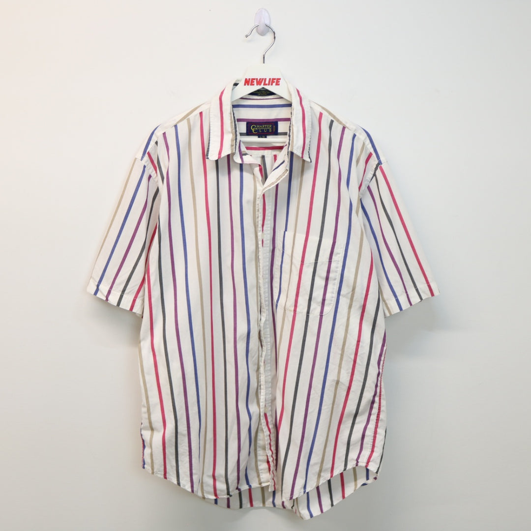 Vintage 90's Striped Short Sleeve Button Up - L-NEWLIFE Clothing