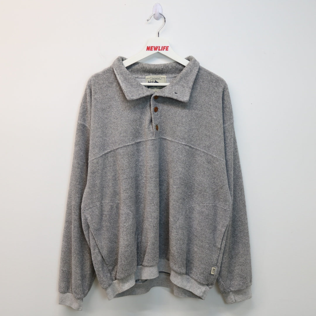 Vintage Terry Cloth Blank Collared Sweater - XL-NEWLIFE Clothing
