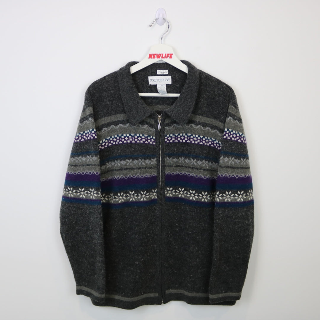 Vintage 90's Principles Striped Knit Jacket - M-NEWLIFE Clothing