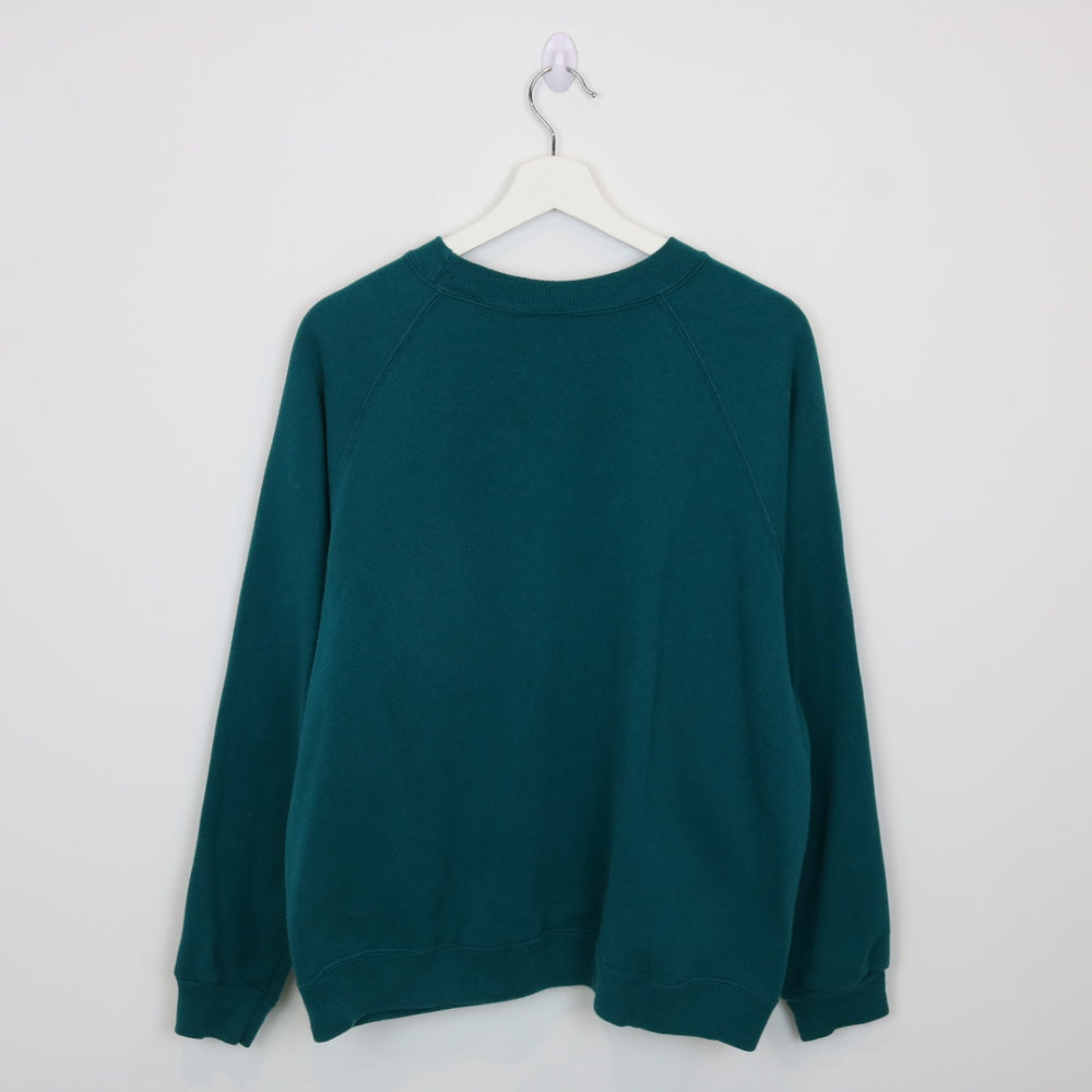 Vintage Hanes Plain Green Sweatshirt Blank Green Crewneck Hanes