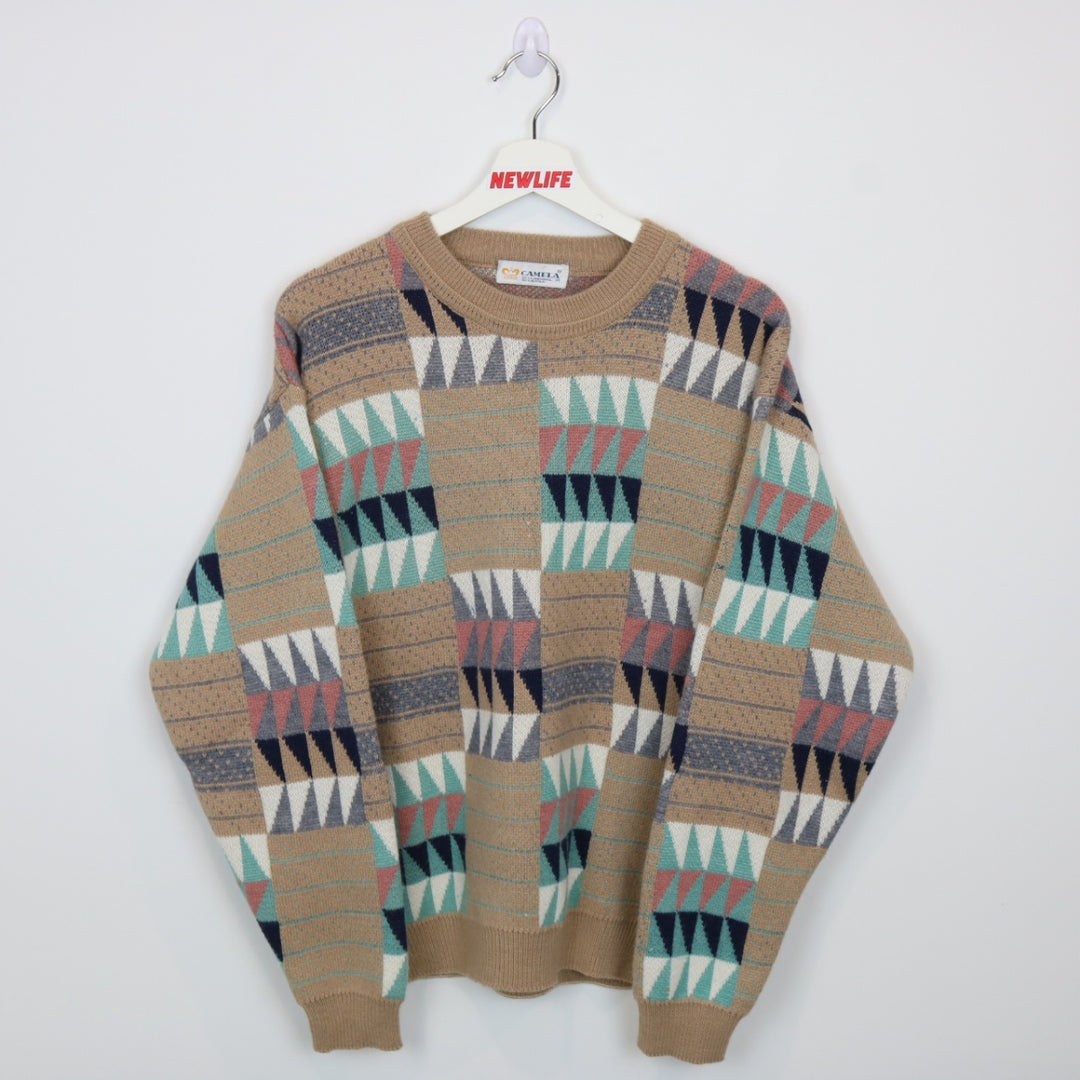 Vintage 80's Camela Patterned Knit Sweater - S-NEWLIFE Clothing