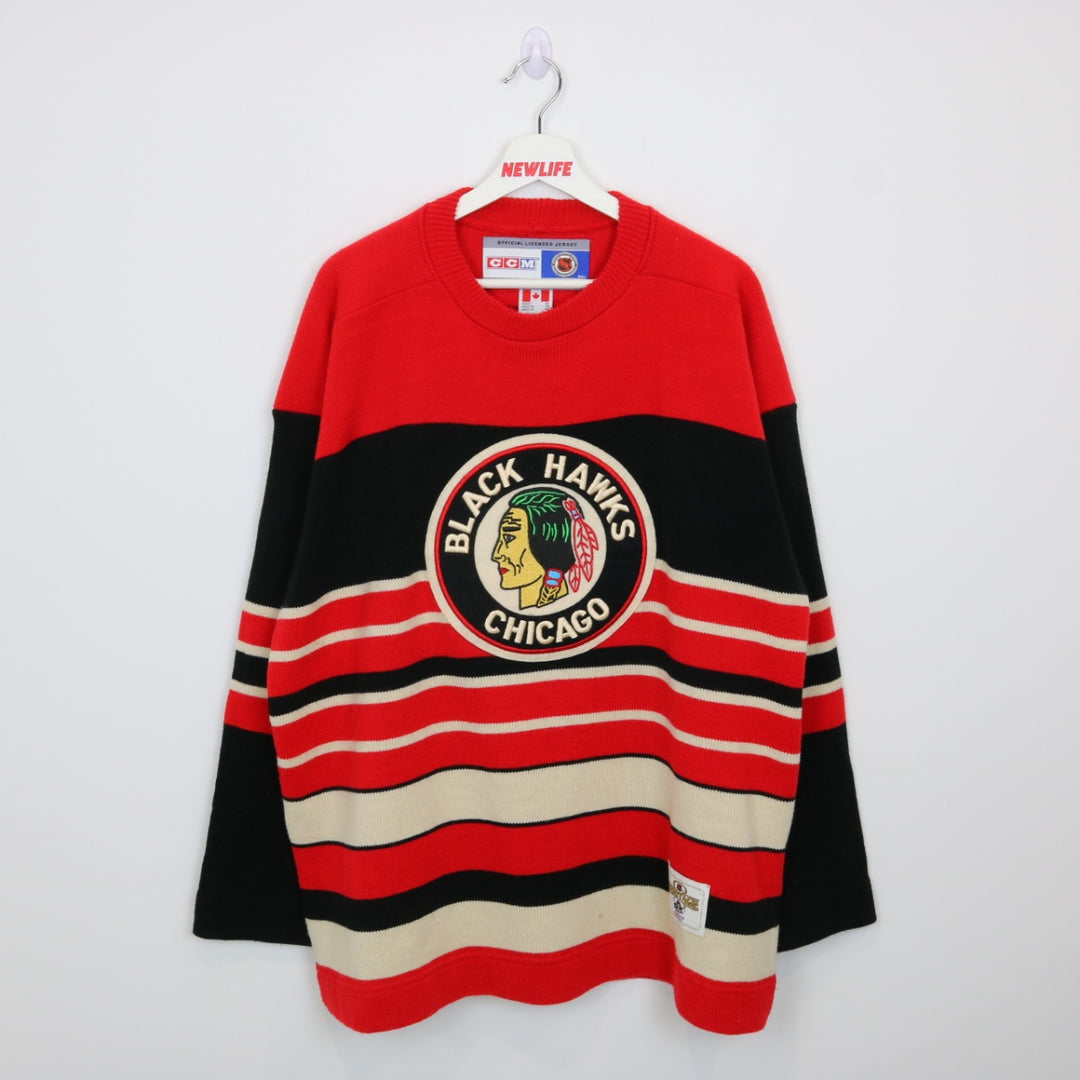 Vintage 90's Chicago Blackhawks Heritage Knit Jersey - XL-NEWLIFE Clothing