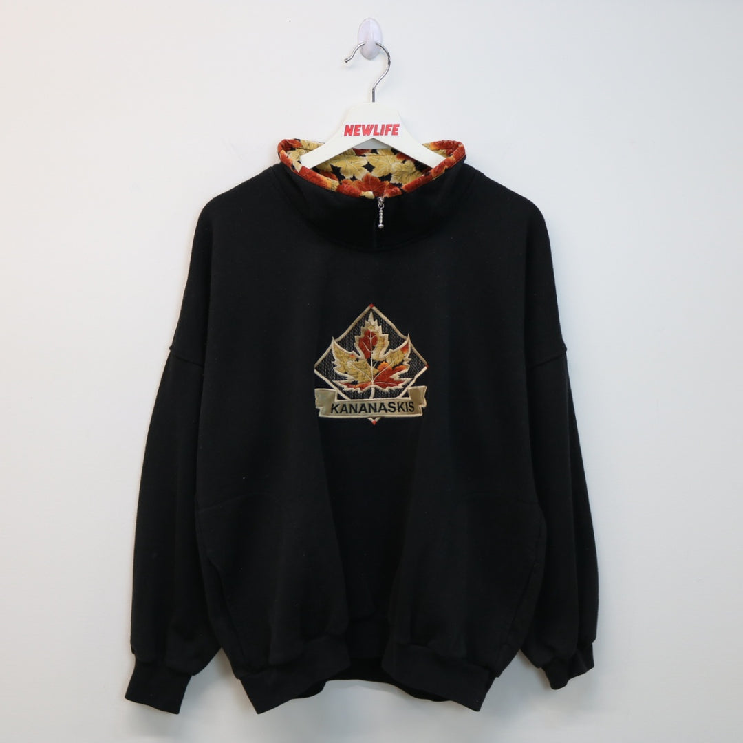 Vintage 90's Maple Leaf Kananaskis Quarter Zip Sweater - L-NEWLIFE Clothing