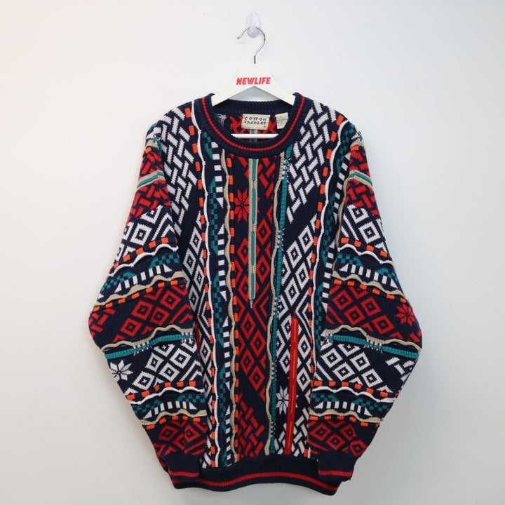 Vintage 90's Textured Coogi Style Knit Sweater - M/L-NEWLIFE Clothing