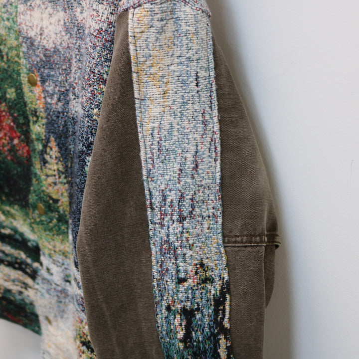 Reworked Vintage Cabin Nature Thomas Kinkade Tapestry Jacket - M-NEWLIFE Clothing