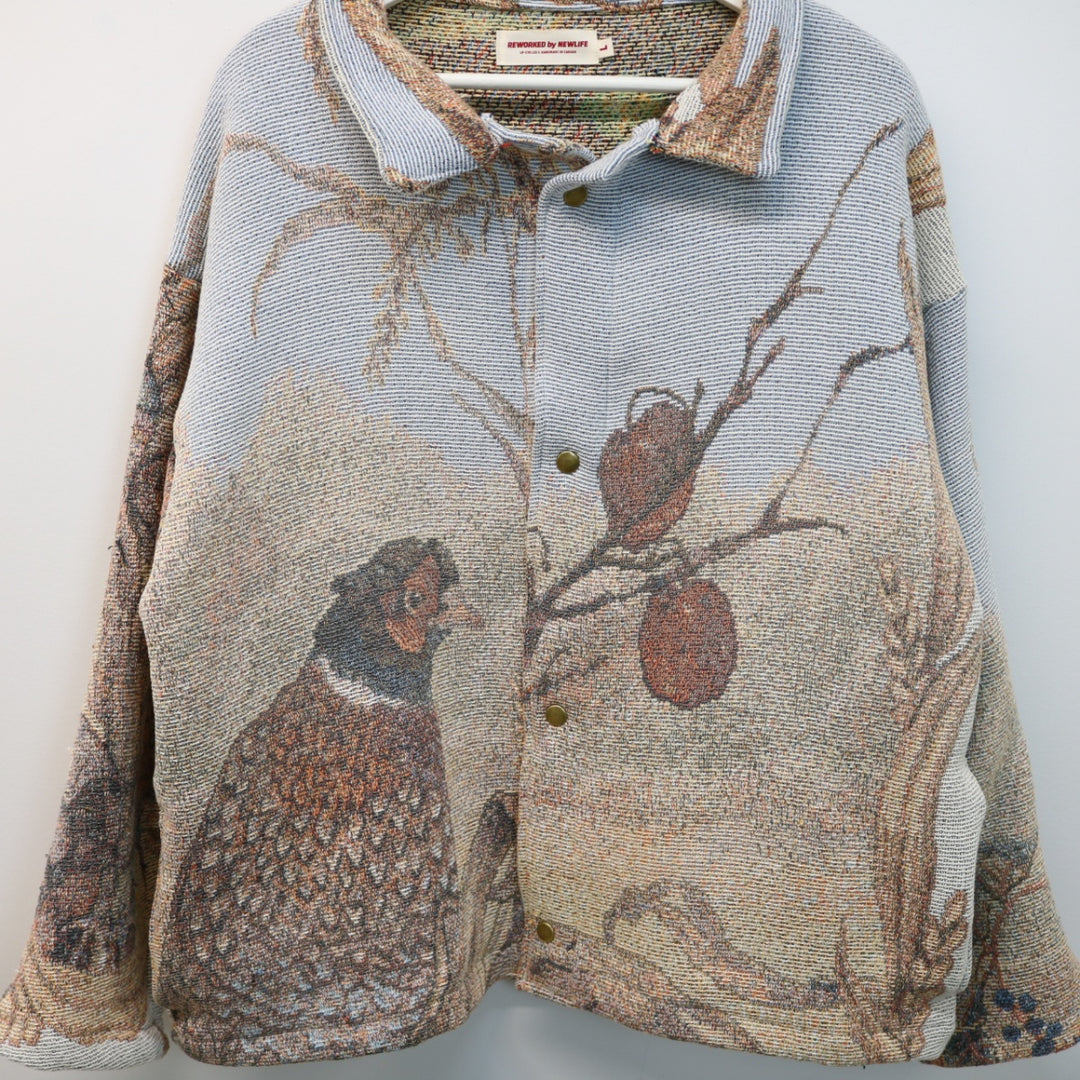 Reworked Vintage Bird Nature Tapestry Jacket - L-NEWLIFE Clothing