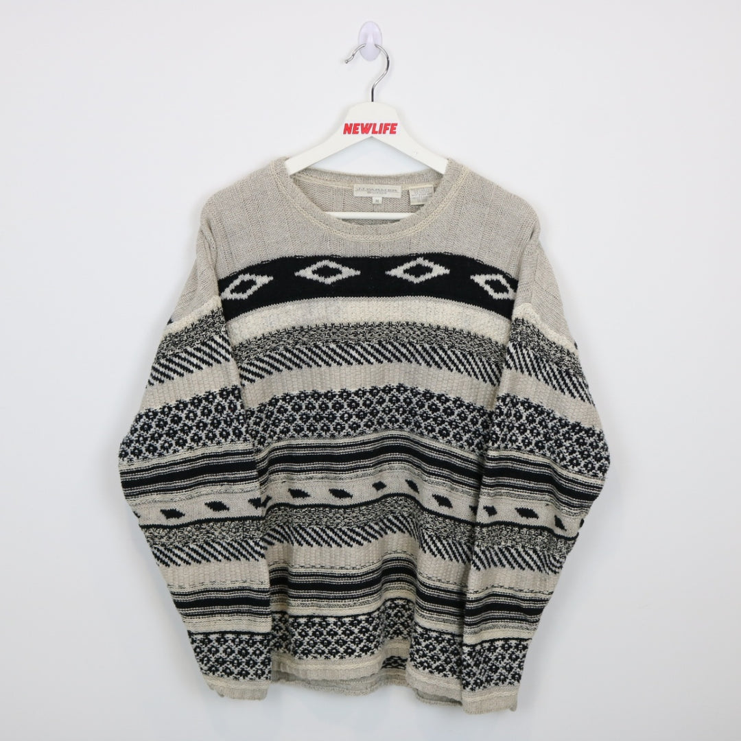 Vintage 90's Striped Patterned Knit Sweater - M-NEWLIFE Clothing