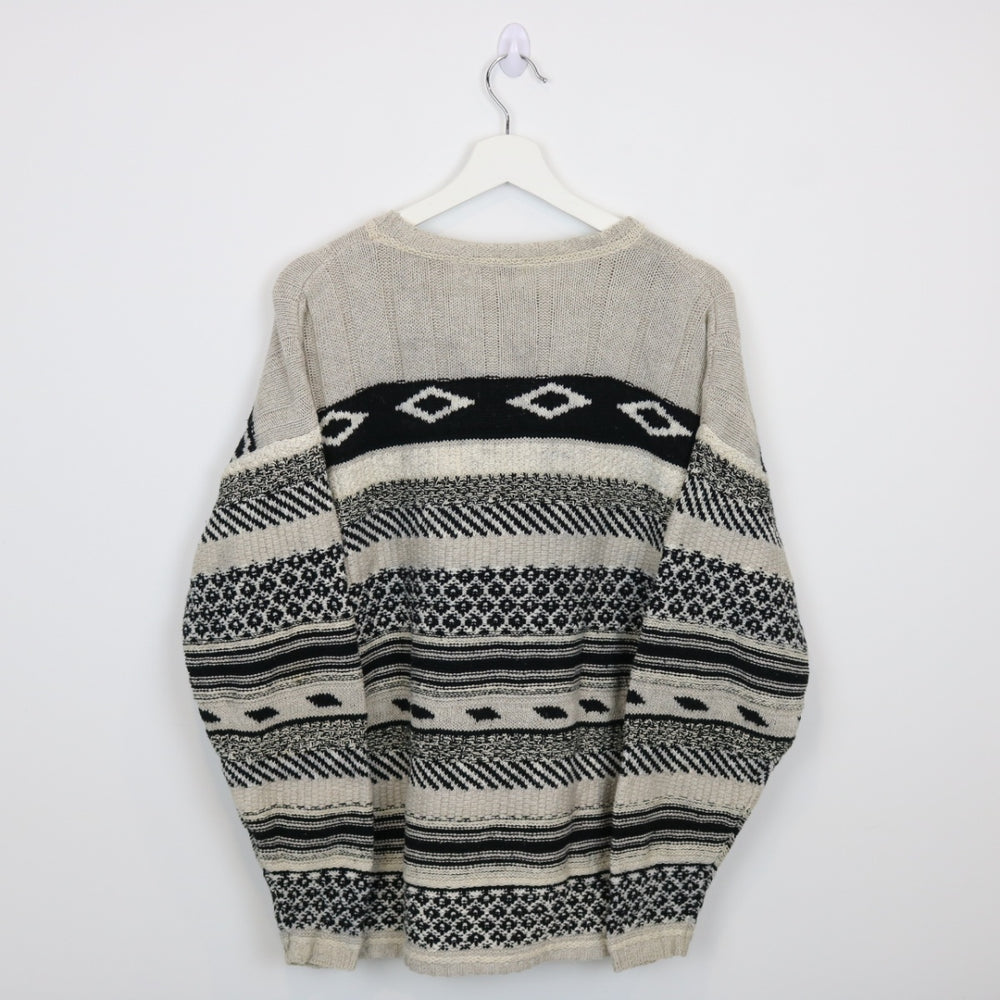 Vintage 90's Striped Patterned Knit Sweater - M-NEWLIFE Clothing
