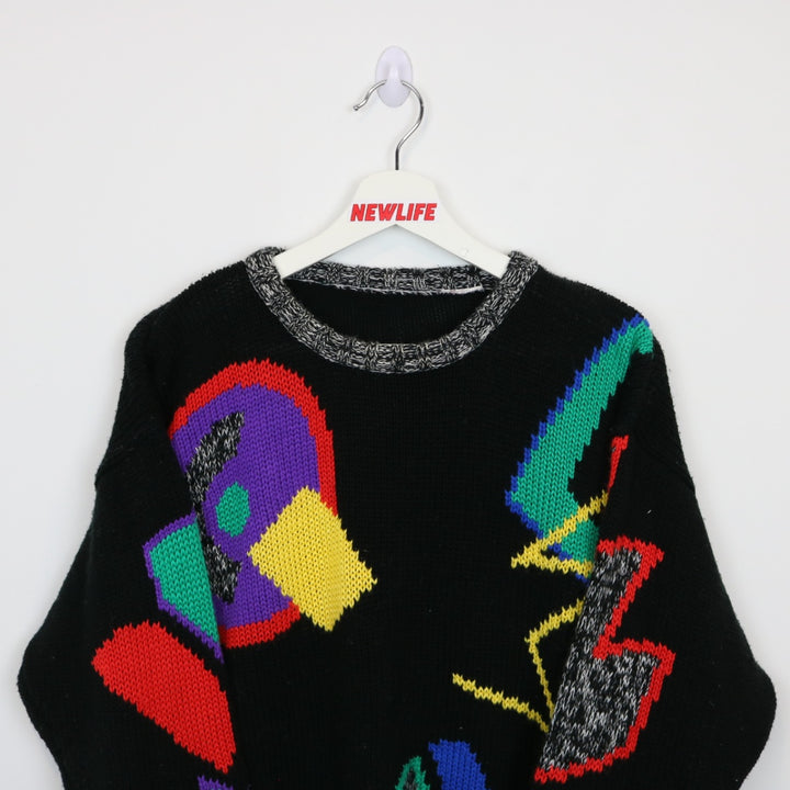 Vintage 80's Abstract Patterned Knit Sweater - M-NEWLIFE Clothing
