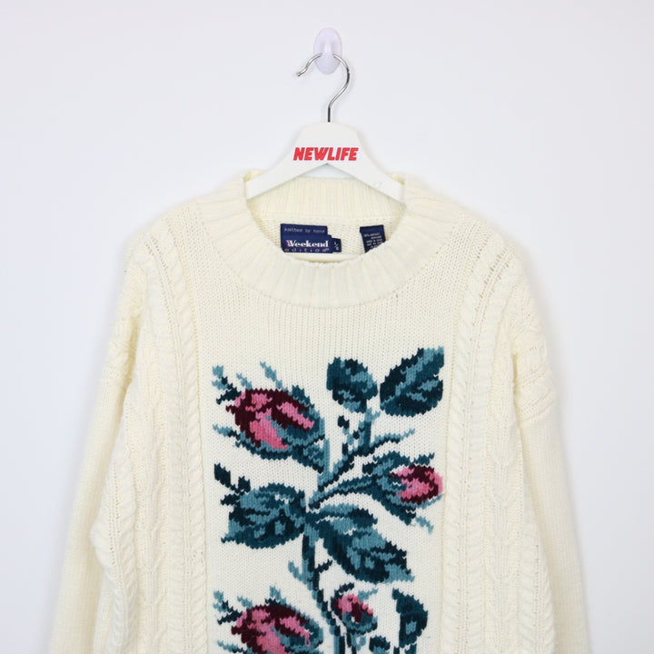 Vintage 90's Weekend Editions Flower Knit Sweater - L-NEWLIFE Clothing