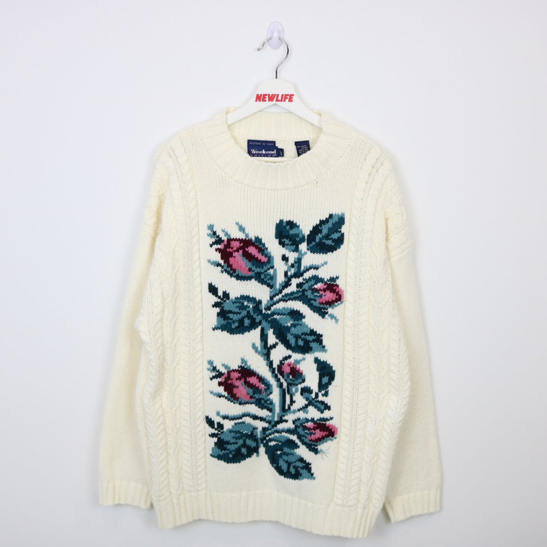 Vintage 90's Weekend Editions Flower Knit Sweater - L-NEWLIFE Clothing