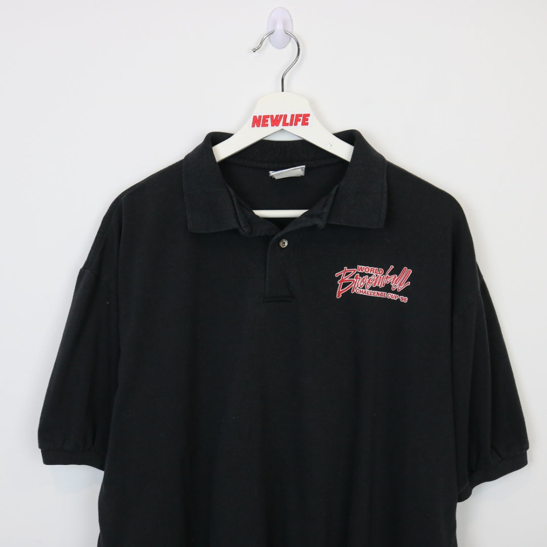 Vintage 1996 World Broomball Cup Polo Shirt - XL-NEWLIFE Clothing